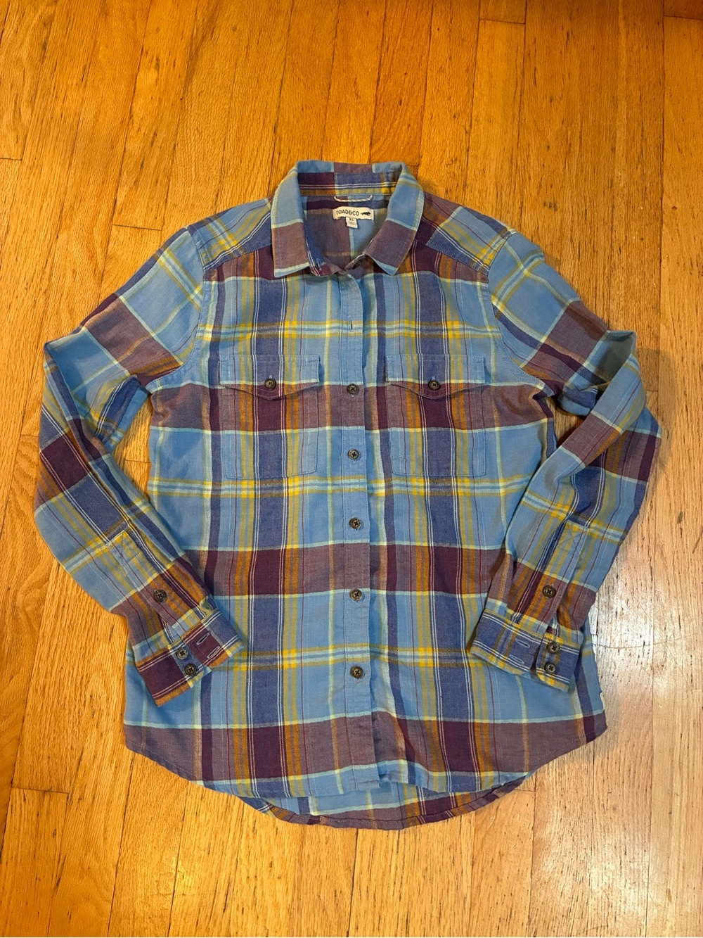 Toad&Co Blue and Brown Plaid Button-Down Shirt